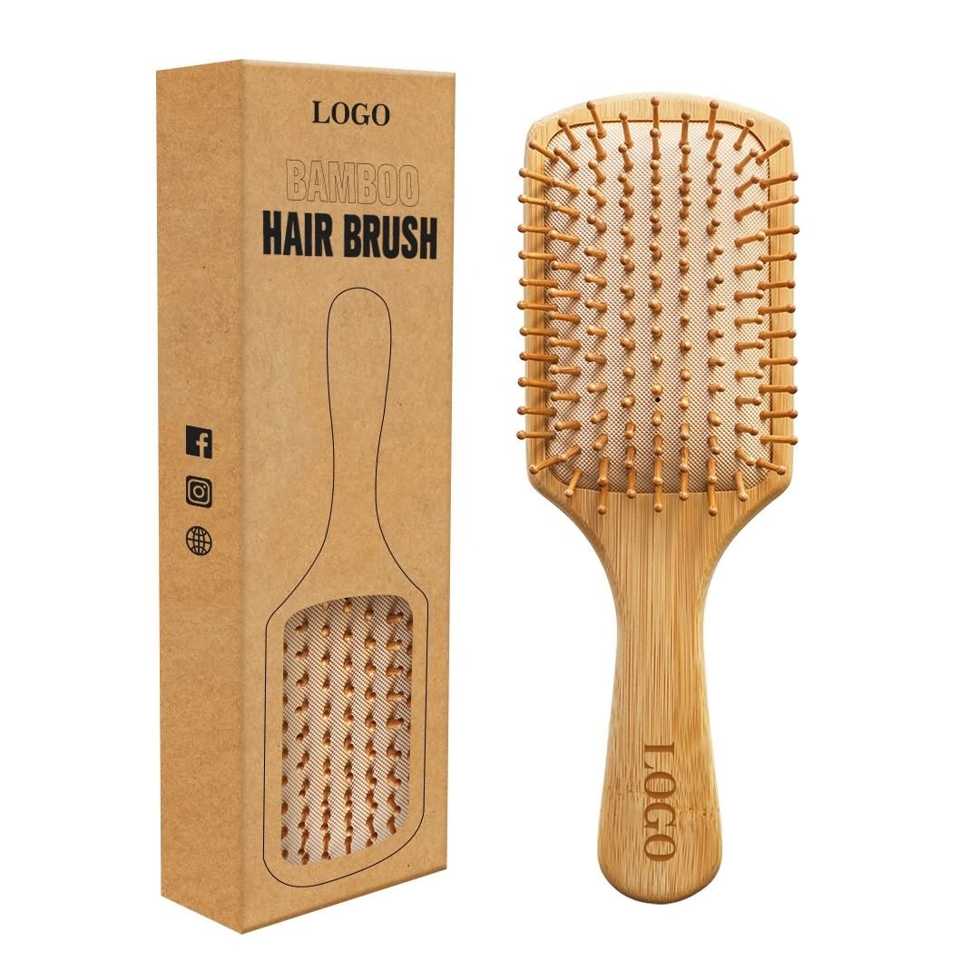 Wooden hair brush paddle